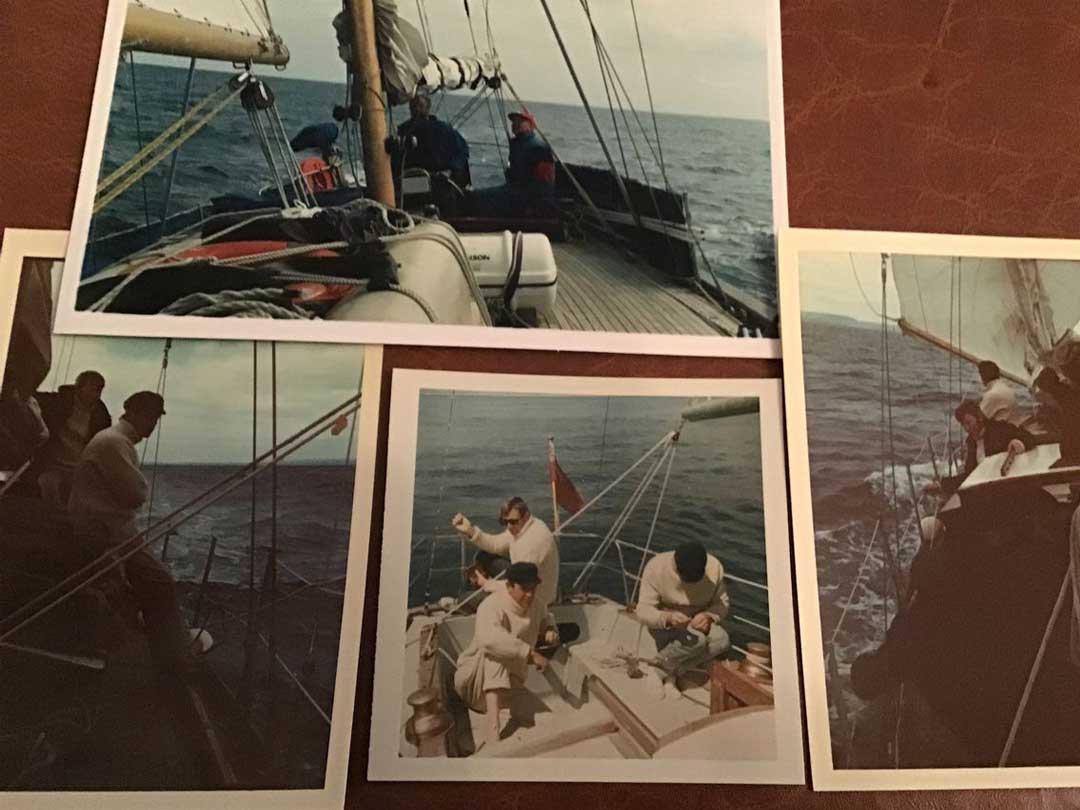 Various old photos of family sailing